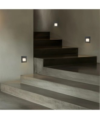 kelvo® STEPART KLV-101-0078 Χωνευτό Φωτιστικό Σκαλοπατιού - Διαδρόμου LED 3W 375lm 45° AC 220-240V Αδιάβροχο IP65 Θερμό Λευκό 2700K - Lumileds SMD Chip & TÜV SÜD Driver - Γκρι Ανθρακί Ματ - Μ8.5 x Π5 x Υ8.5cm - Q6.72 x 6.72cm - 5 Χρόνια Εγγύηση